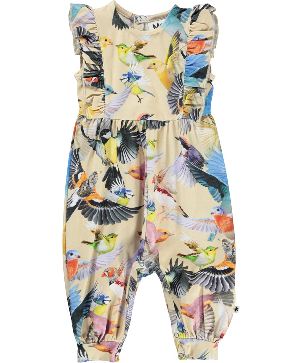 Fallon - Whimsical - Sleeveless baby romper with bird print
