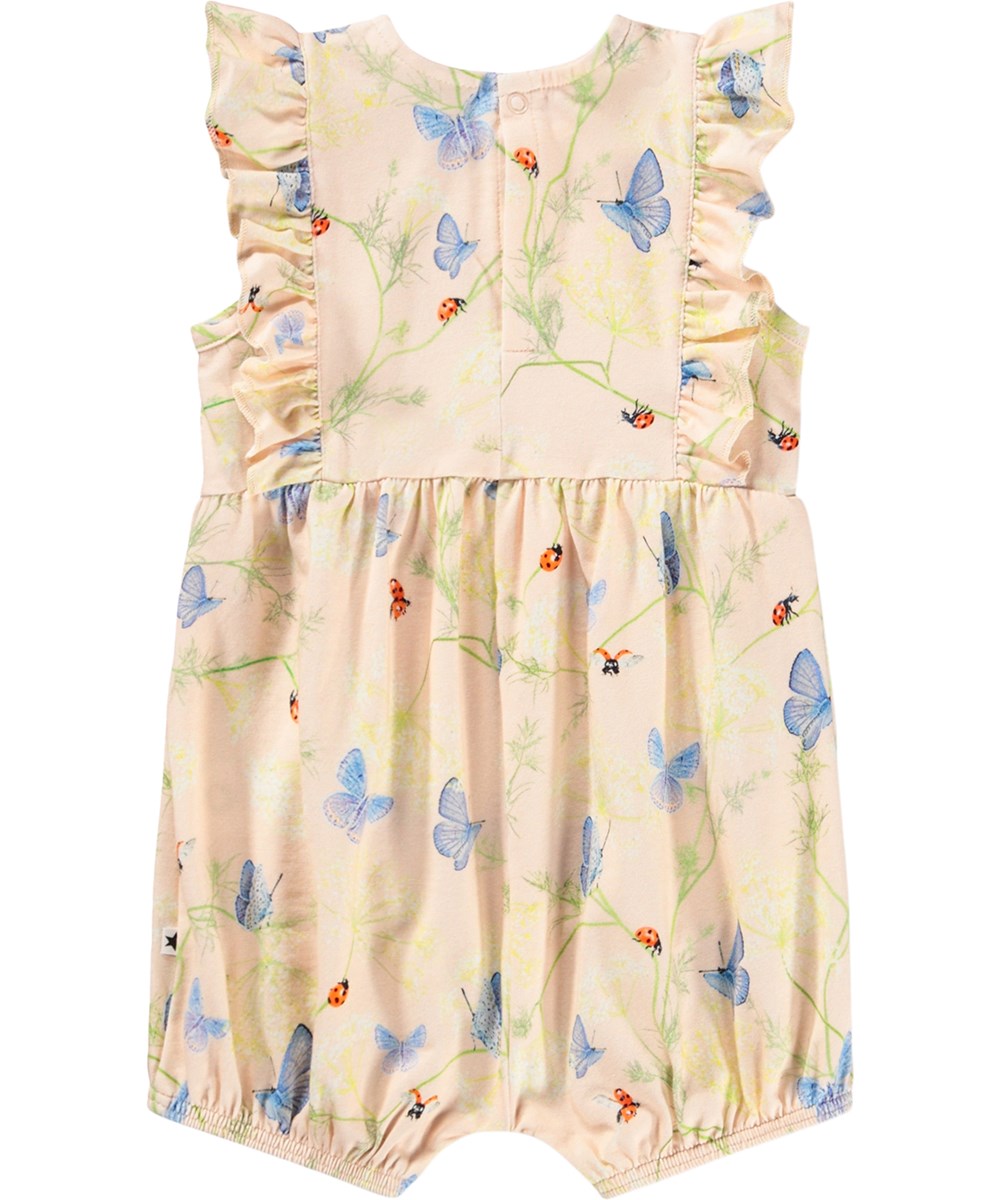 Felicia - Butterflys Cloud - Pink romper for the little ones made of organic cotton with a butterfly print