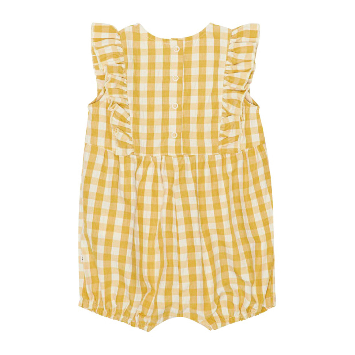 Felicia Honey Check White and yellow check baby romper with