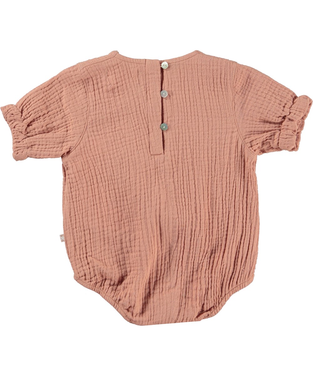 Fie - Muted Rose - Rose baby romper in cotton mousseline 