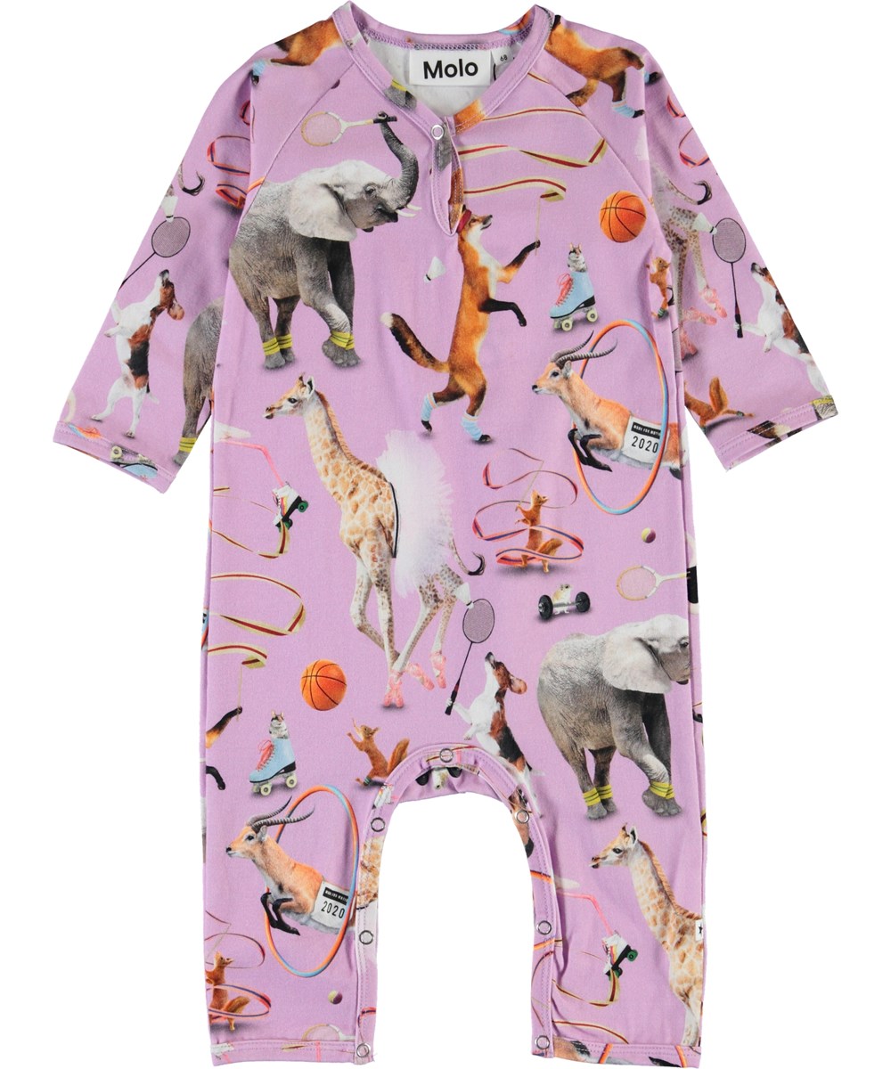 Fiona - Made For Motion - Purple organic baby romper