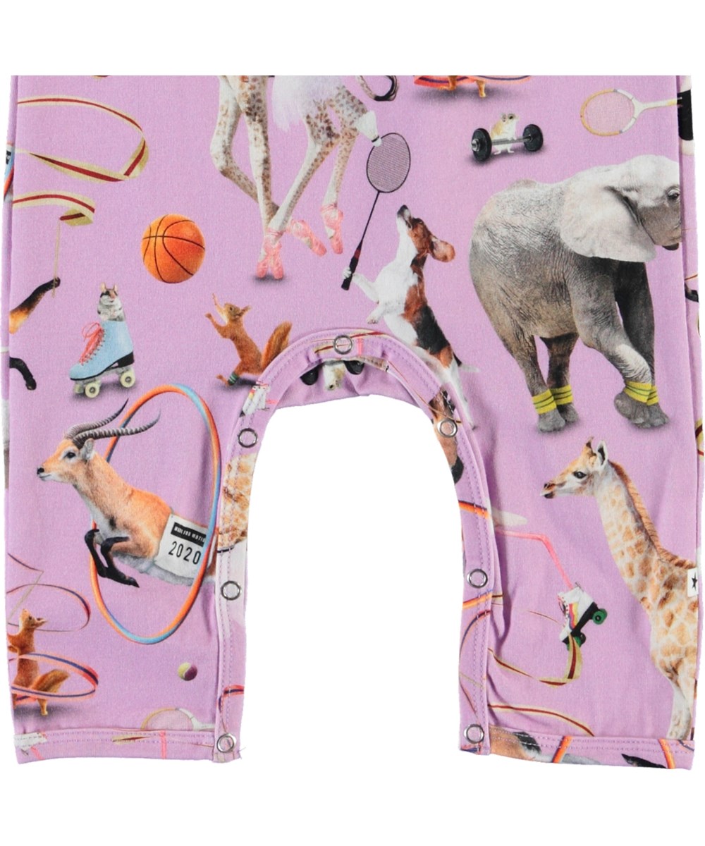 Fiona - Made For Motion - Purple organic baby romper