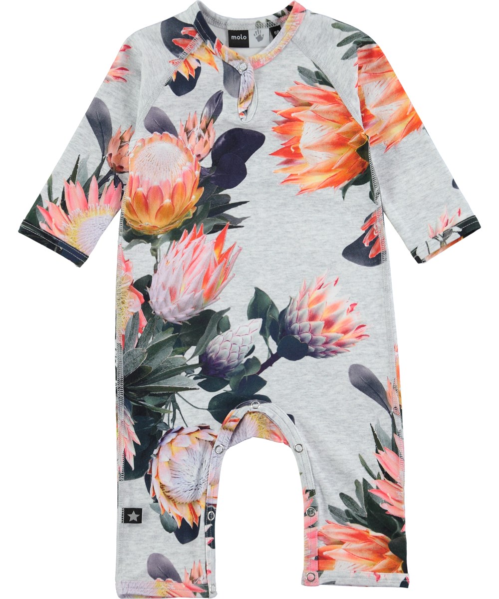 Fiona Sugar Flowers Long Sleeve Baby Bodysuit With Flowers Molo