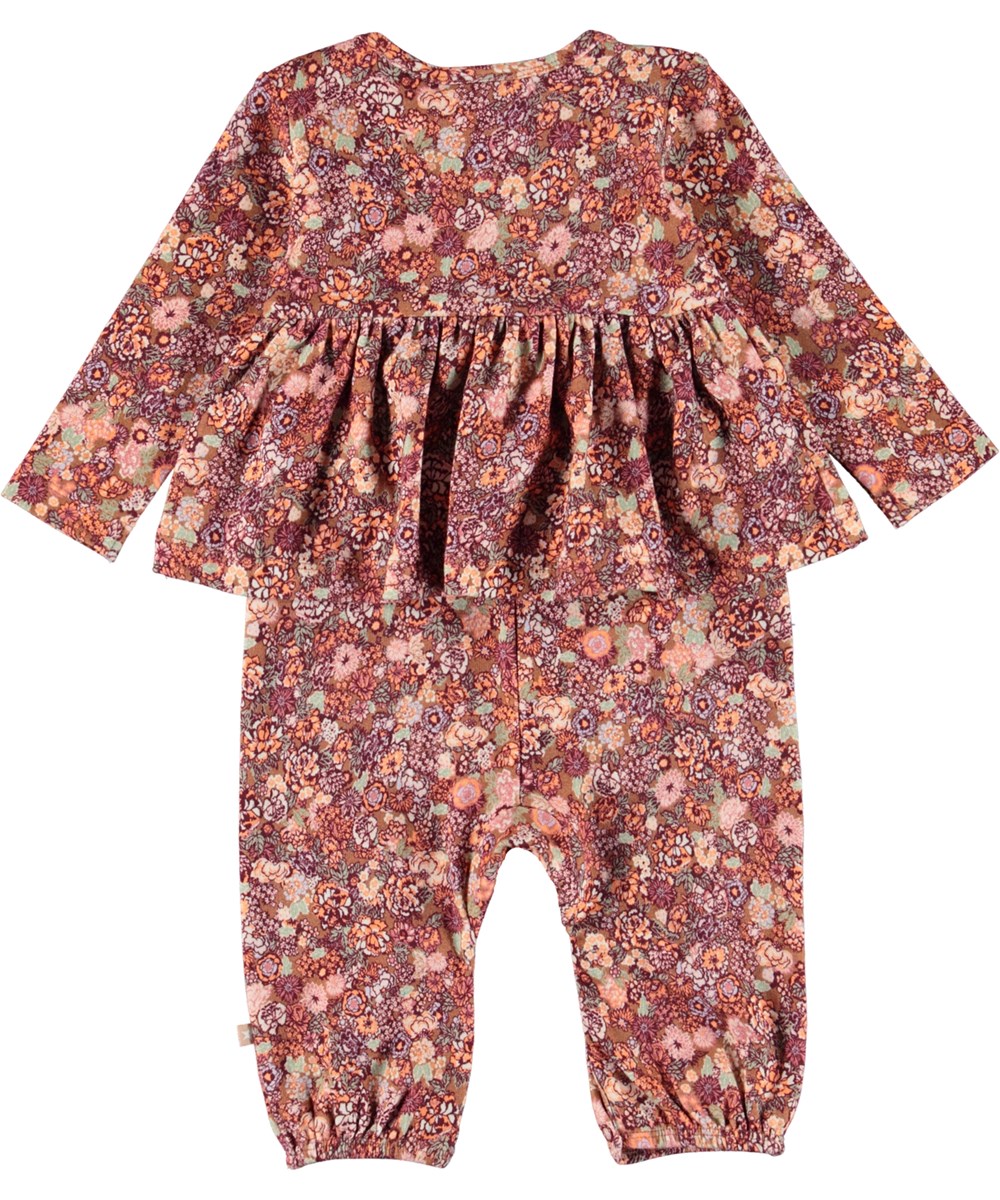 Flavia - Bloom - Red organic baby romper with floral print 