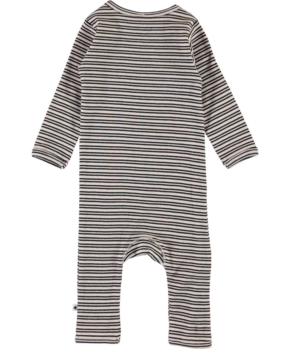 Flora - Blossom Black Stripe - Striped organic baby romper