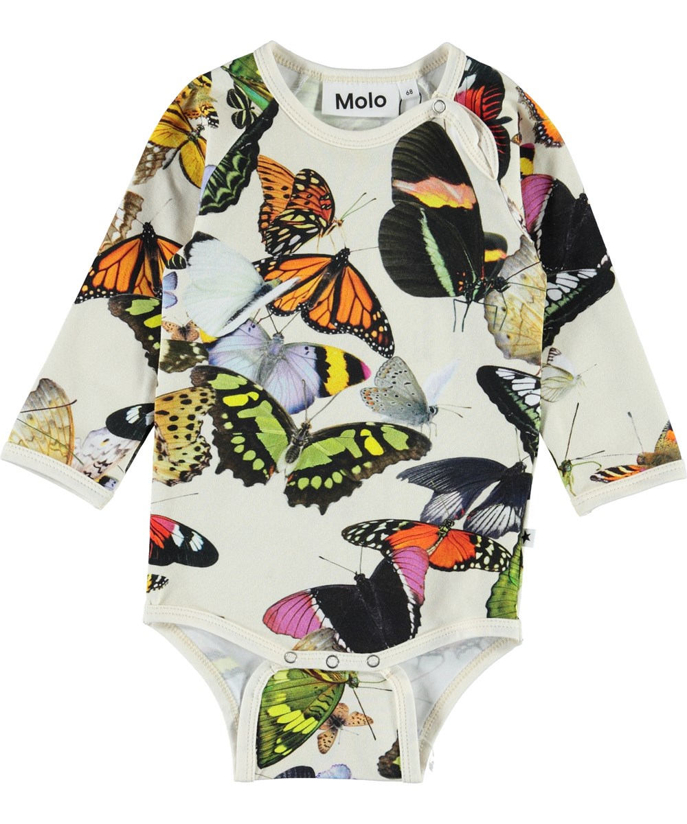 Fonda - Papillon - Organic baby bodysuit with butterflies 
