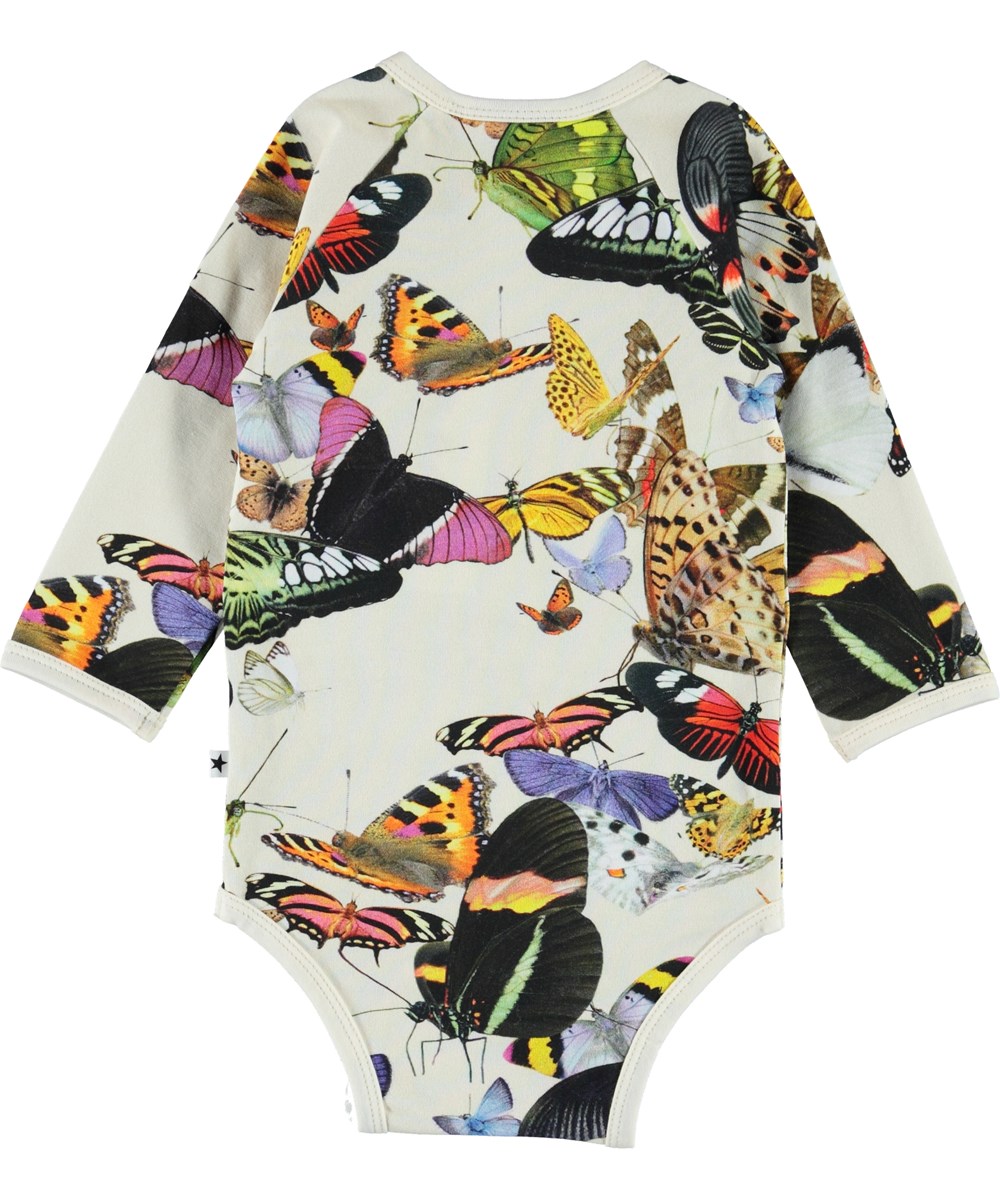Fonda - Papillon - Organic baby bodysuit with butterflies 