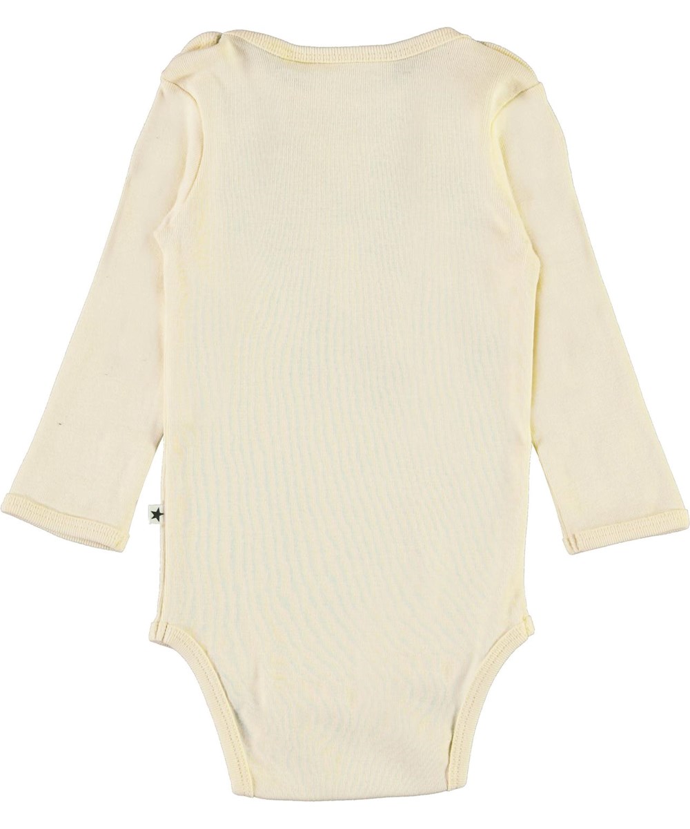 Foss - Banana Crepe - Light yellow baby bodysuit with bow 