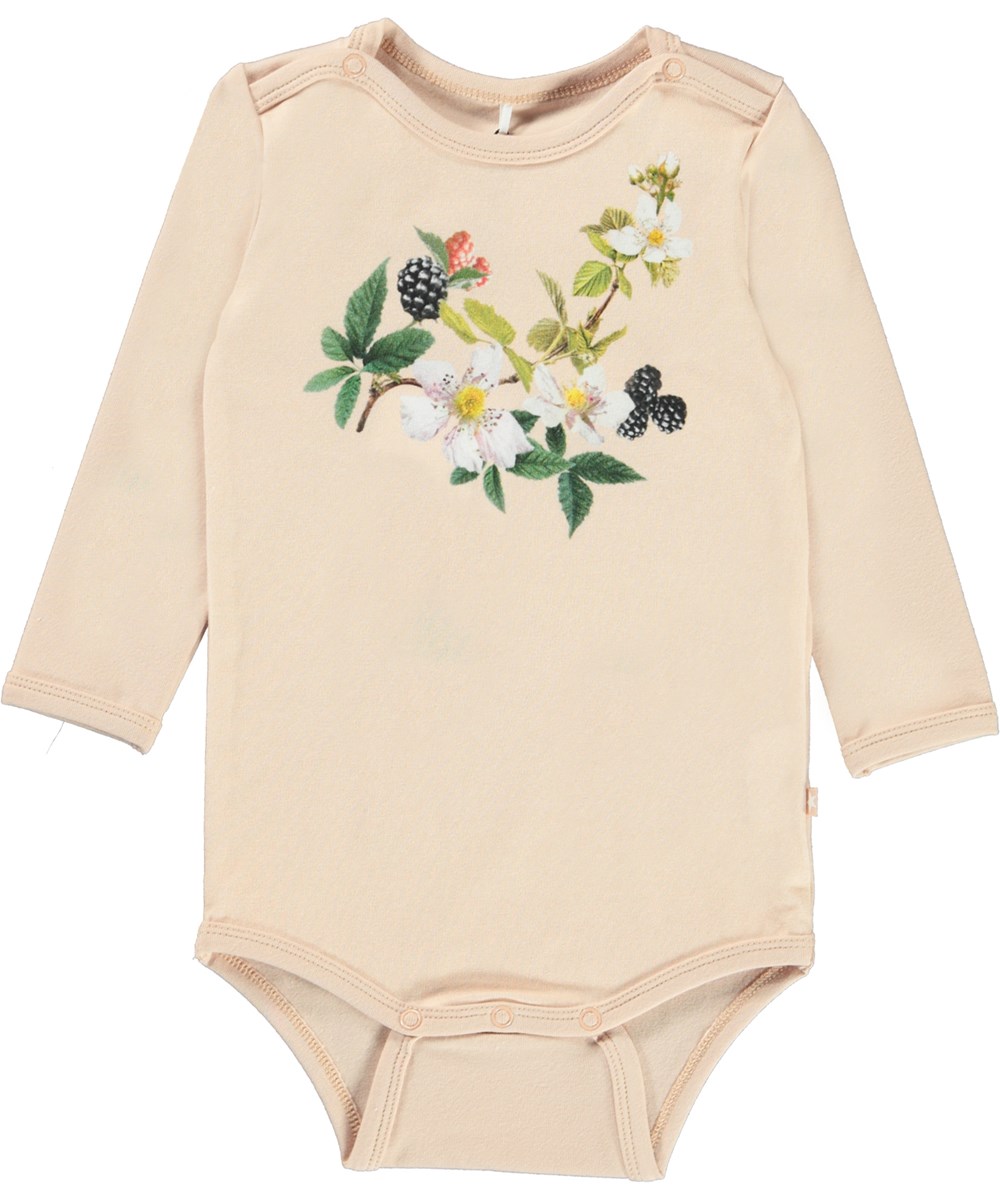 Foss - Berry Bouquet - Rose baby bodysuit with a print of flowers and blackberries