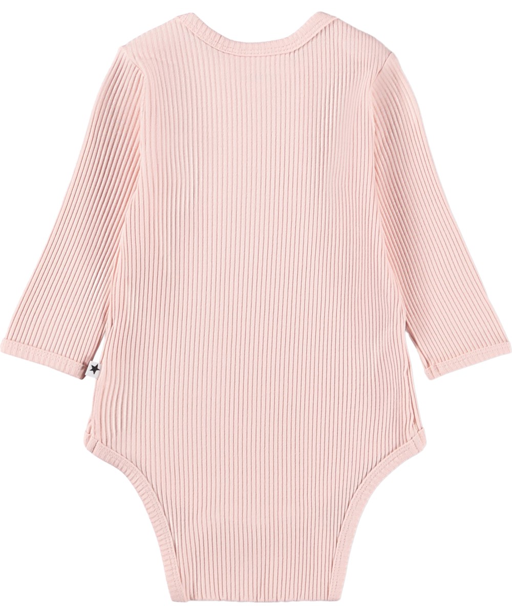 Foss - Cloud Pink - Pink, long-sleeved bodysuit for the little ones made of organic cotton rib
