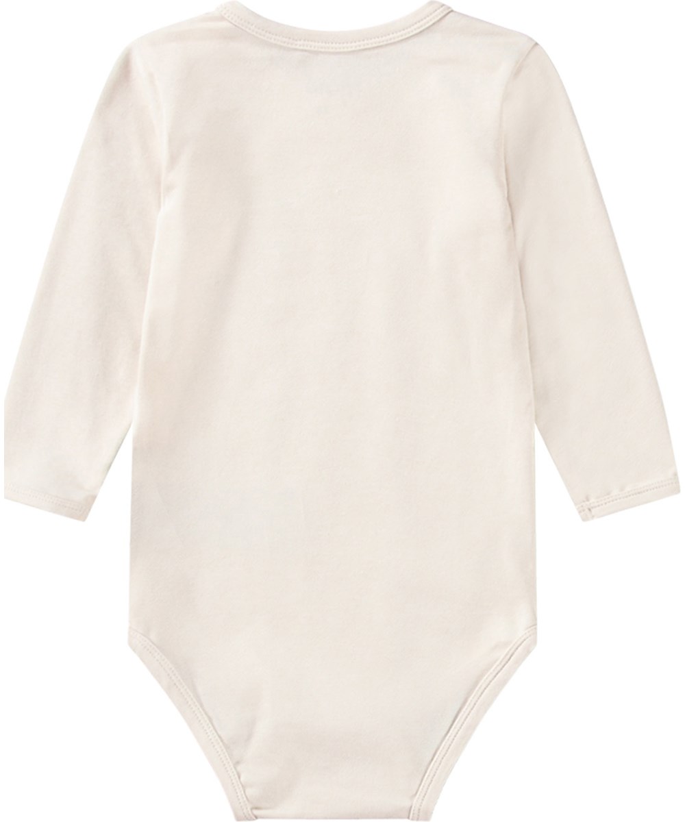 Foss - Papillion Body - Off-white long-sleeved baby bodysuit made from organic cotton with butterfly print.