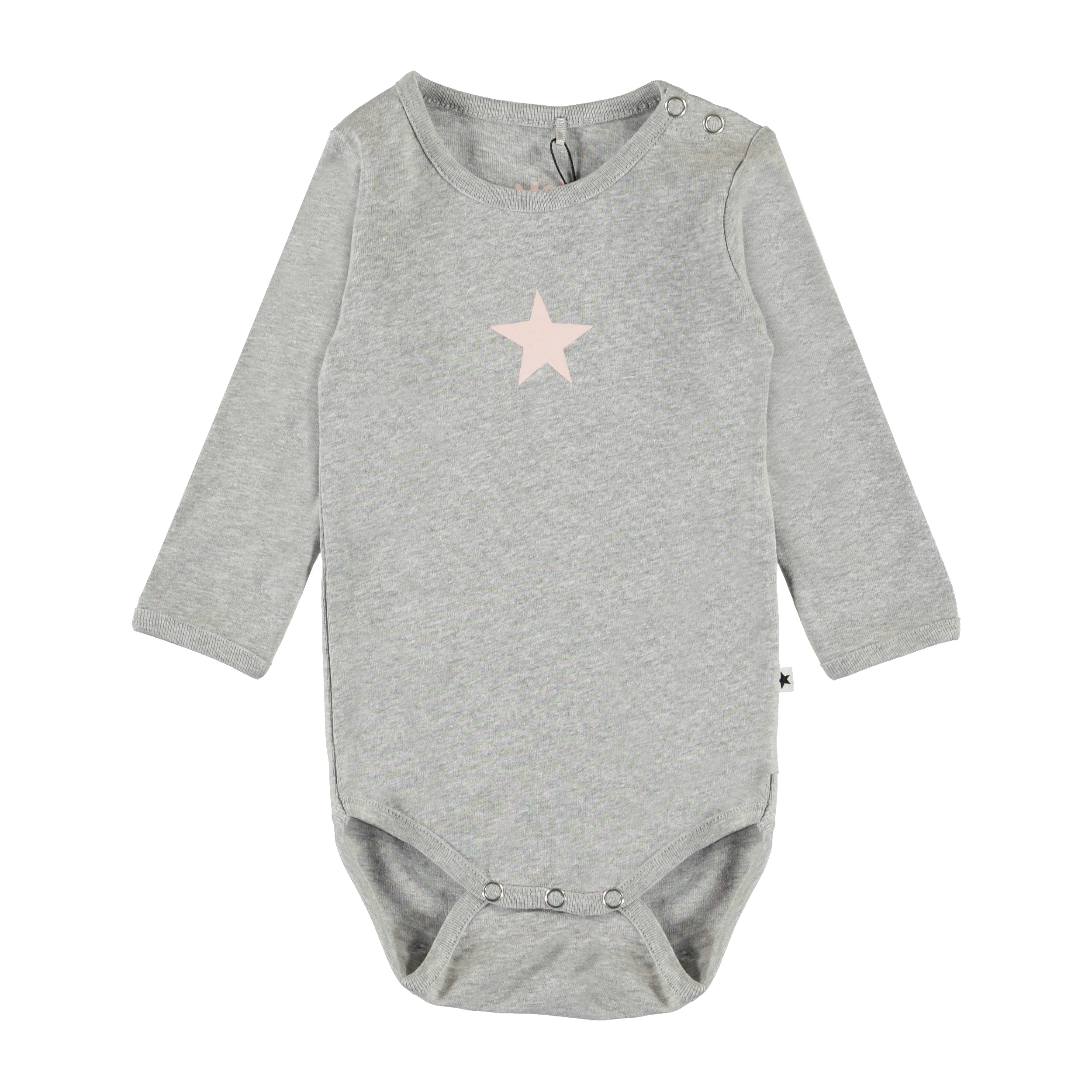 Foss - Light Grey Melange - Organic grey baby bodysuit - Molo
