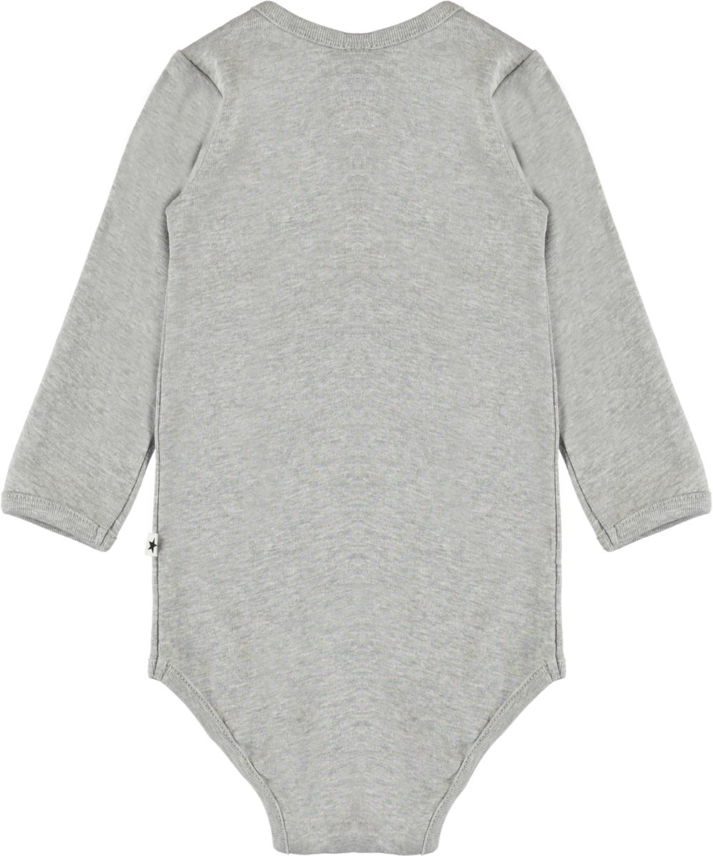 Foss - Light Grey Melange - Organic grey baby bodysuit