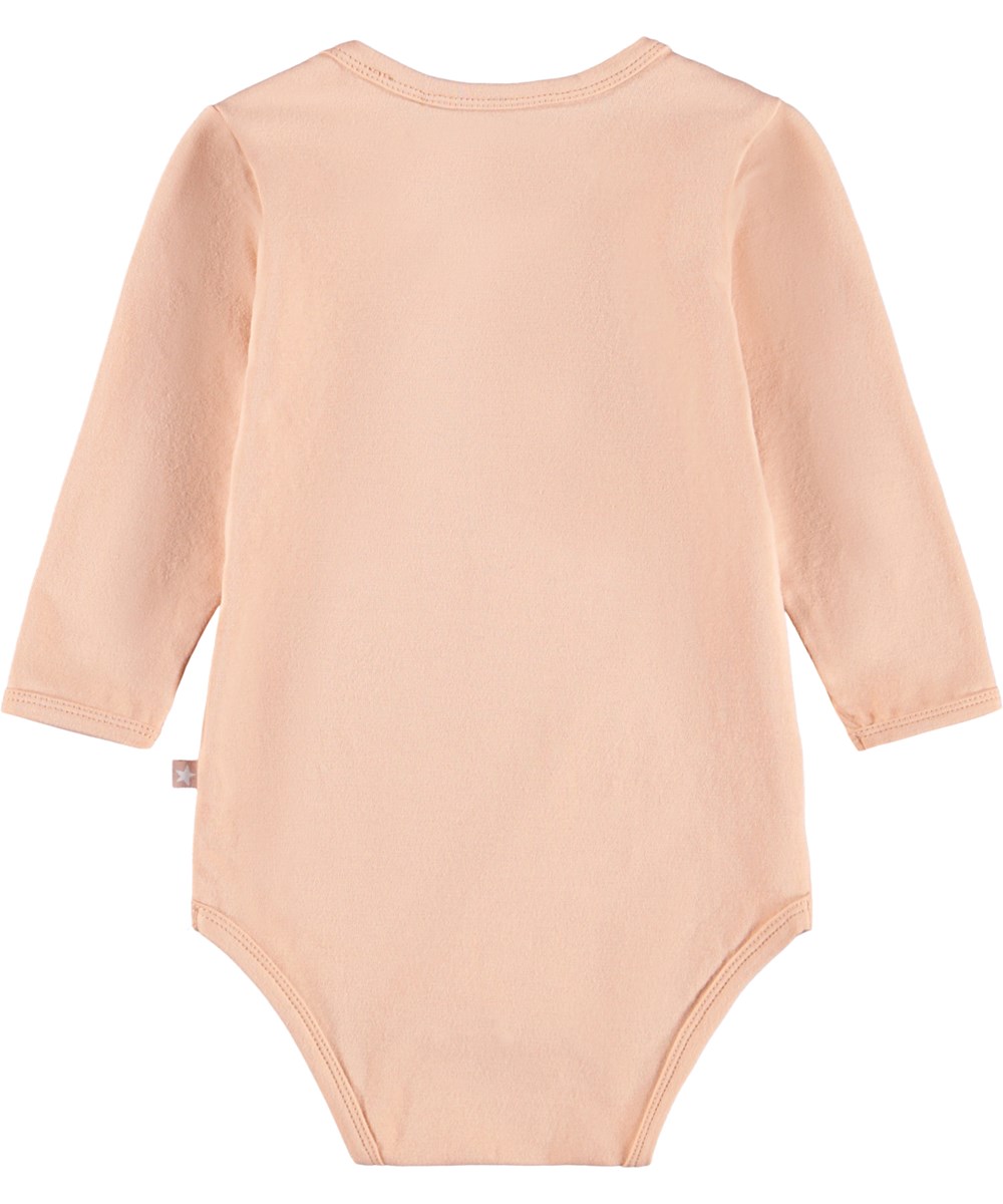 Foss - Squirrel Heart - Rose long-sleeved bodysuit for the little ones made of organic cotton with a print of a squirrel and plants.