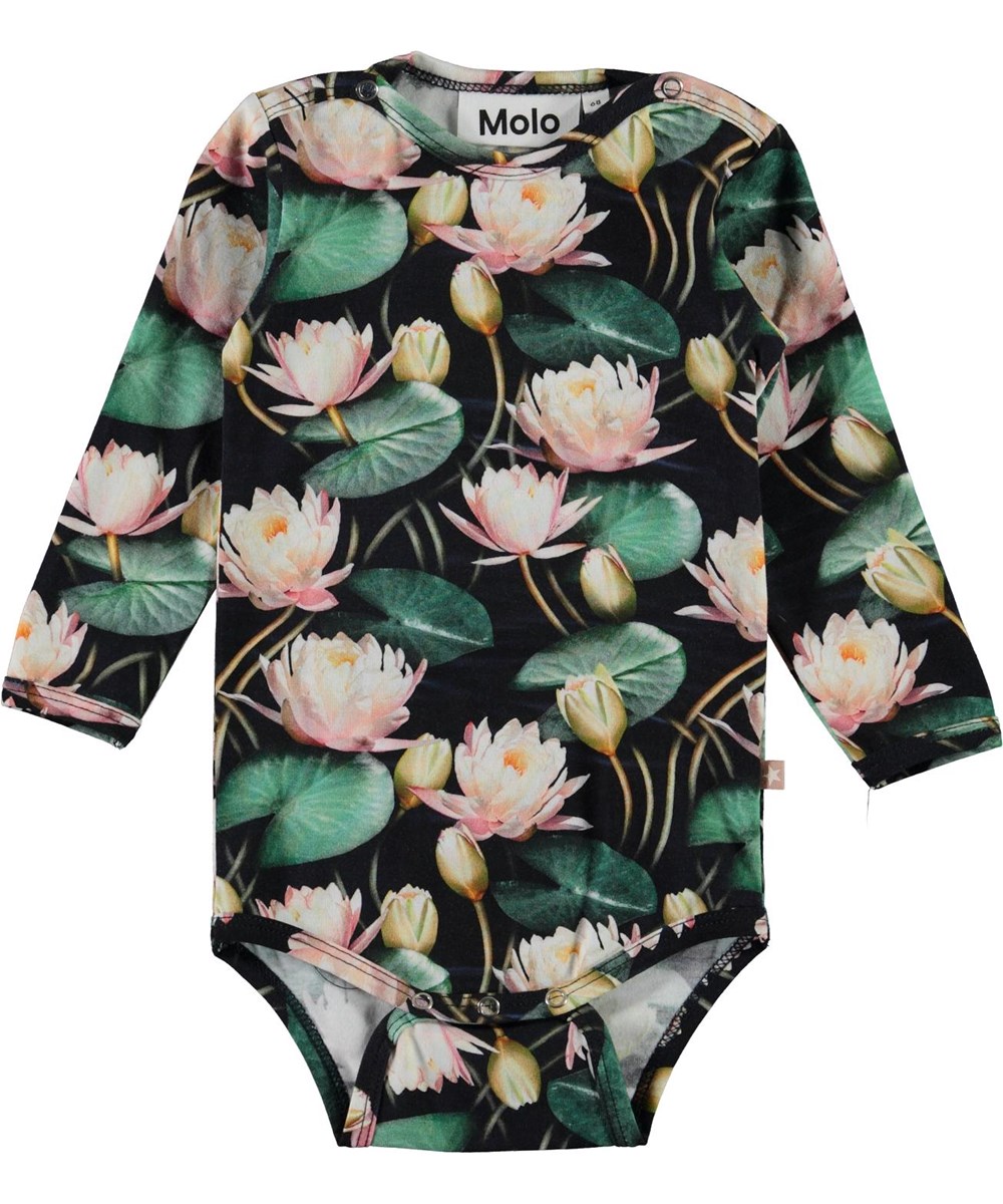 Foss - Water Lilies - Organic baby bodysuit with water lilies 