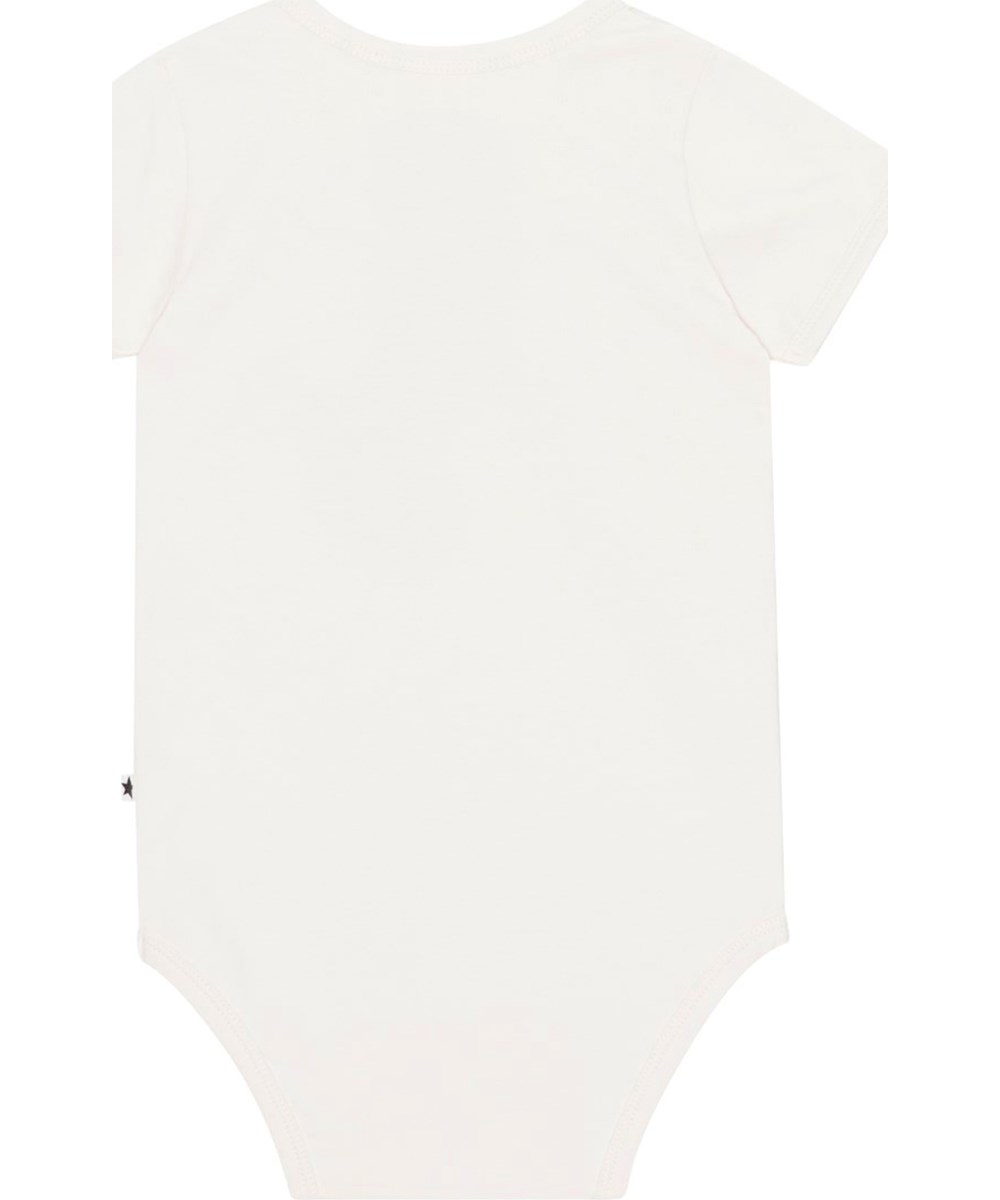 Fossie - Carousel Horse - Short sleeve, white baby bodysuit in stretchy, organic cotton jersey with a colourful print on on the front of a fantastical carrousel horse