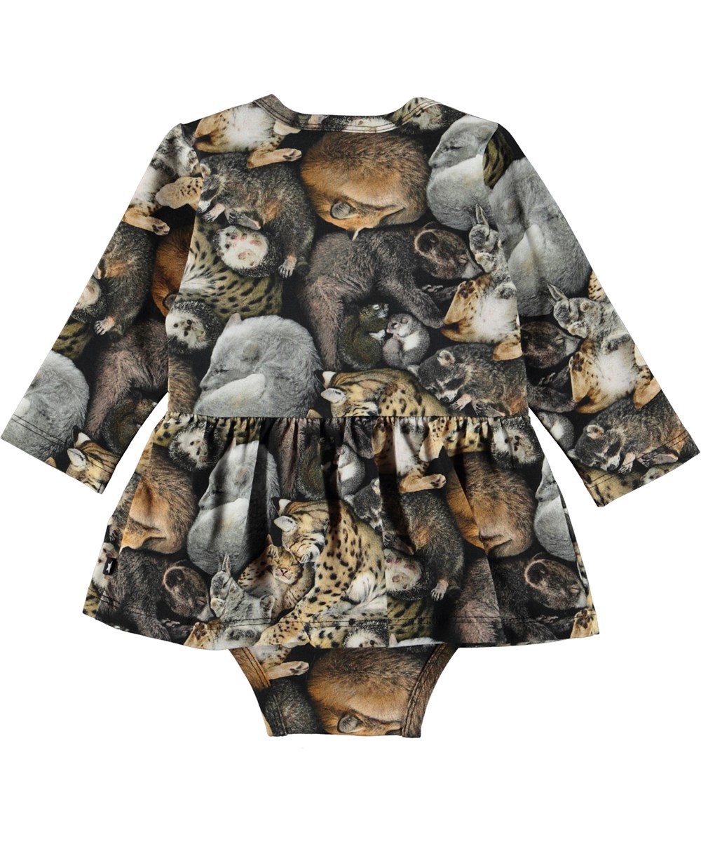 Frances - Hibernation - Baby bodysuit with peplum and animal print