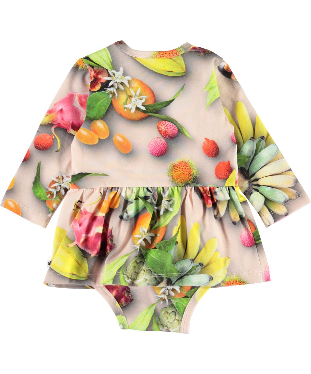 Frances - Tutti Frutti - Organic baby bodysuit with fruit and a peplum 