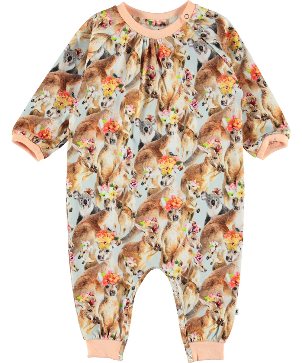 Francine Kindred Kangaroo Organic baby romper with kangaroos Molo