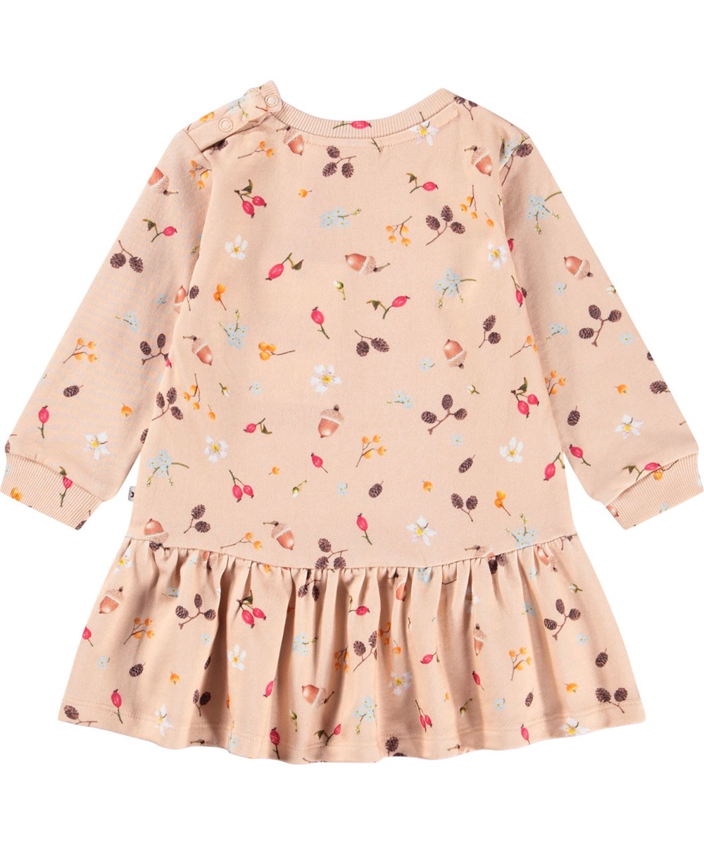 Calypso - Foraging Rose - Rose dress for the little ones with a print of flowers and nuts.