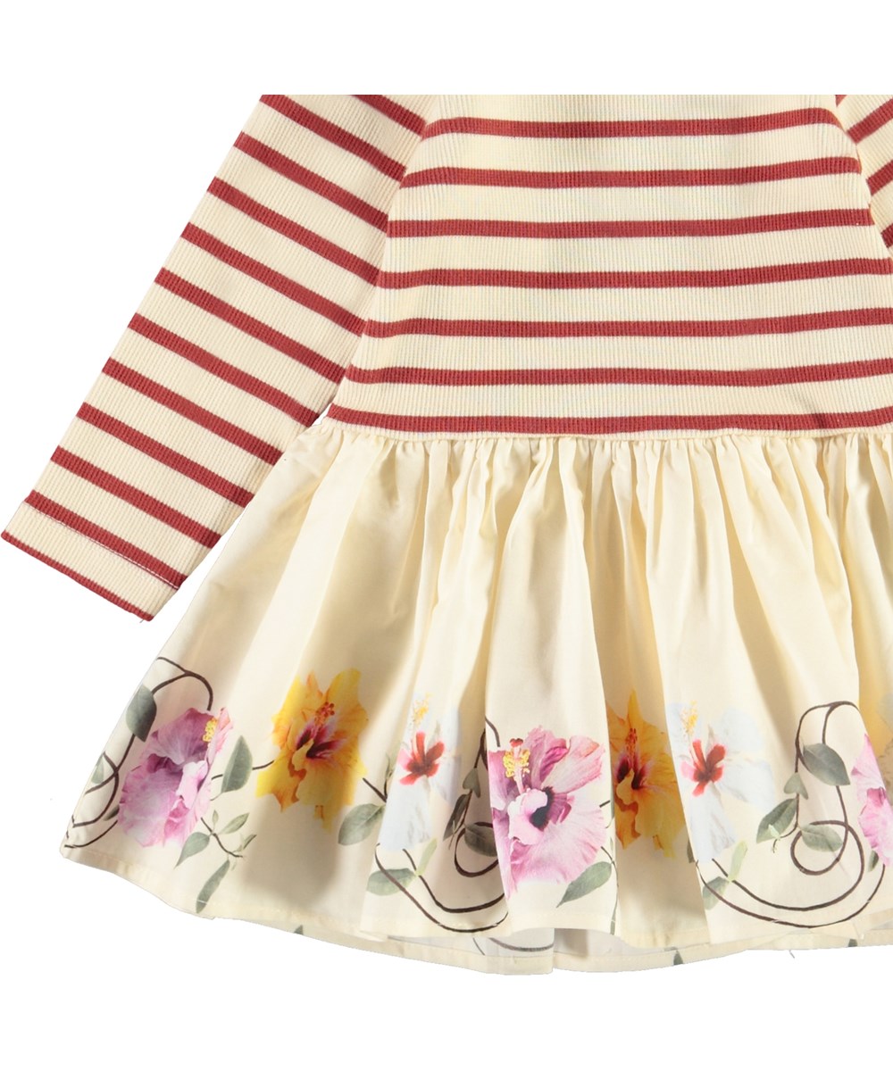 Candi - Hibiscus Border - Two part organic baby dress stripes and flowers 
