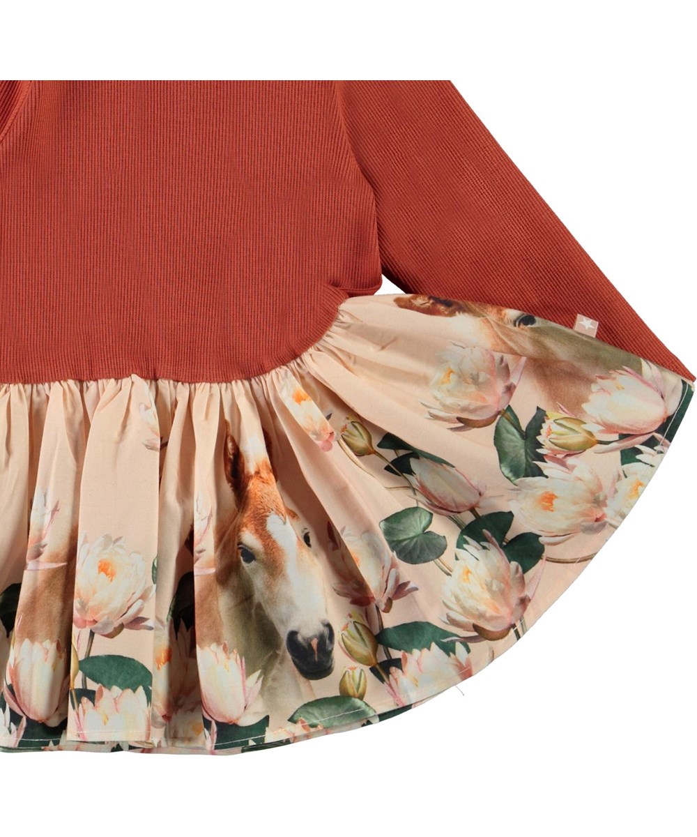 Candi - Little Foal - Organic baby dress with foal and water lilies 