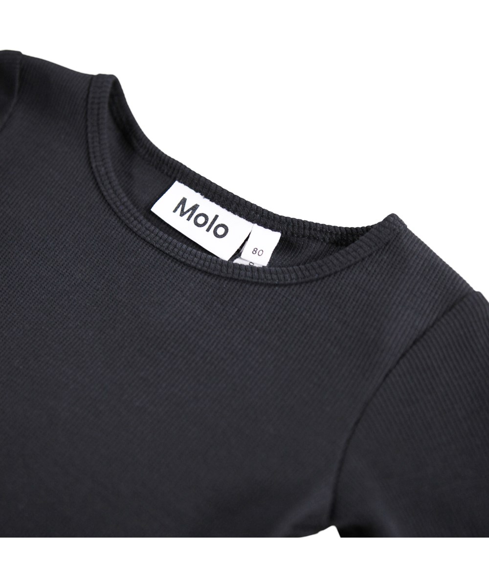 Candi - Silk Ribbons - Long-sleeved dress for the little ones made of organic cotton. The dress is black with beautiful colorful ribbons.