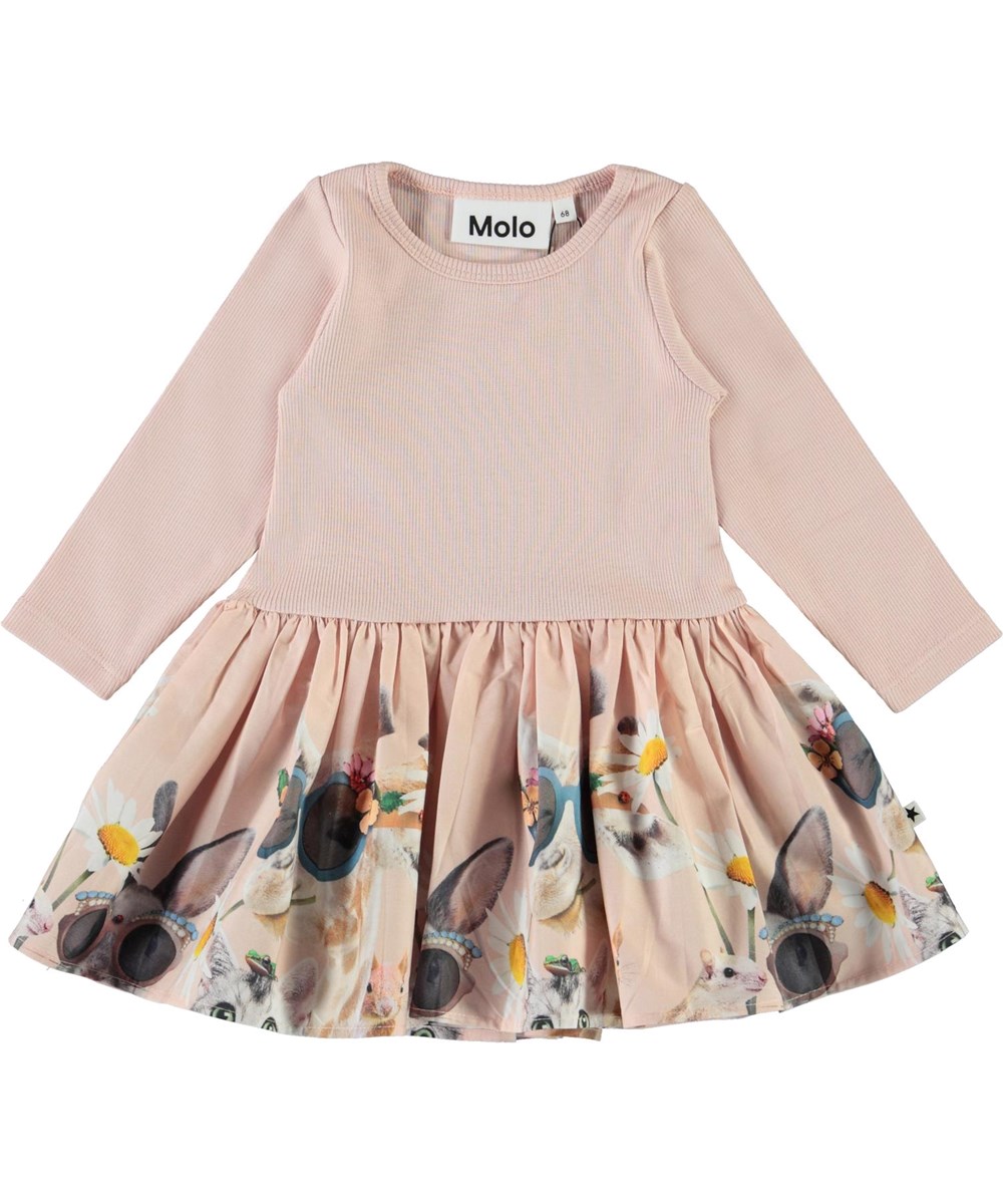 Candi - With Friends - Pink baby dress with rib and animals