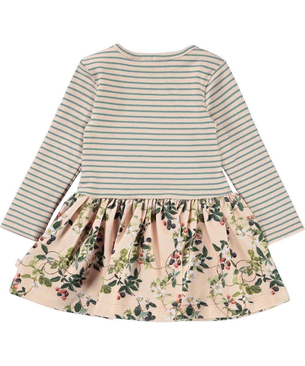 Carel - Bramble Rose - Striped organic baby dress with blackberry vines