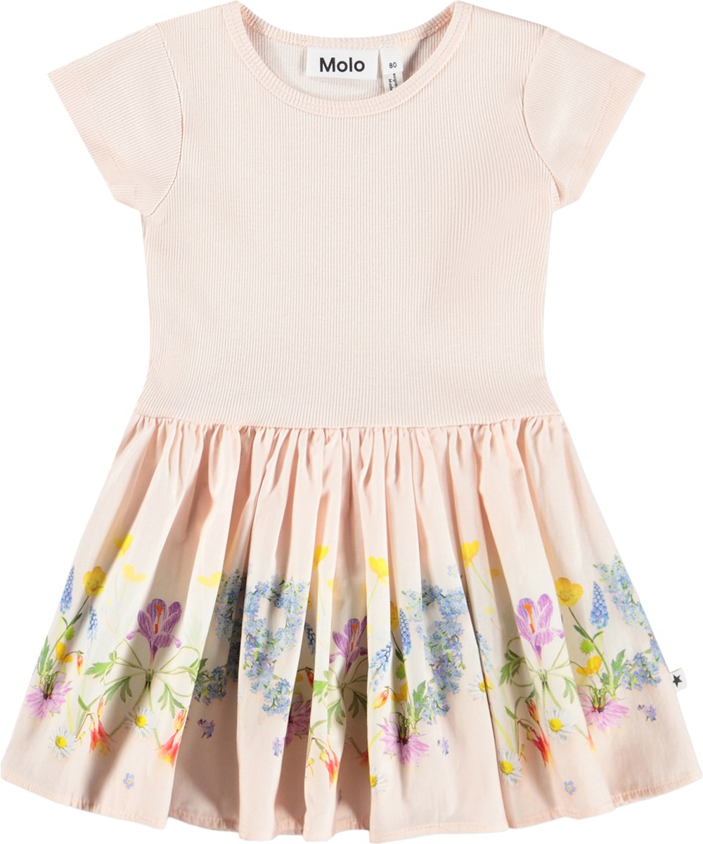 Carin - Garden Party - Pink dress for the little ones made of organic cotton with a floral print 