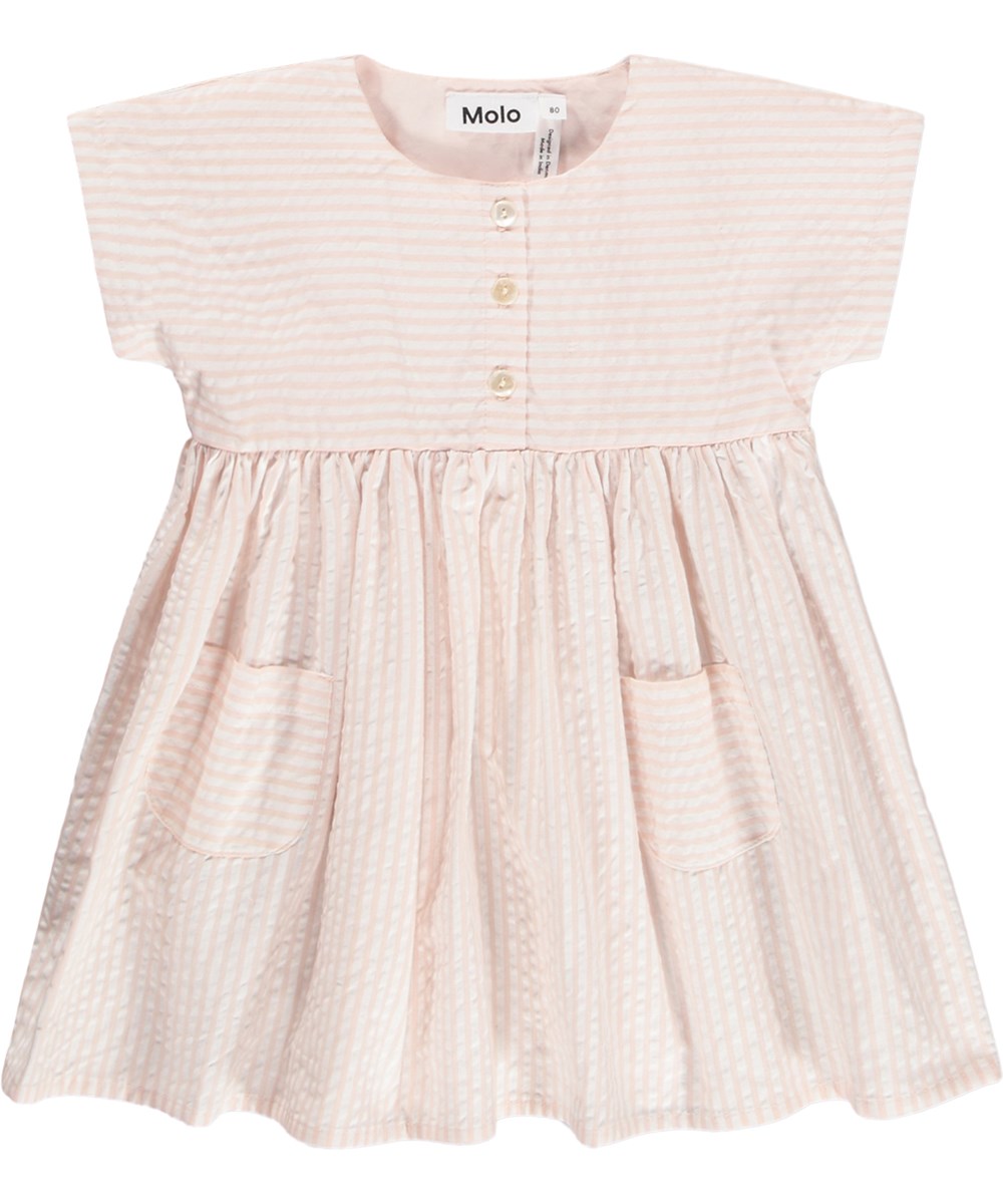 Carlotta - Cloud Pink Stripe - Pink dress for the little ones made of organic cotton with stripes 