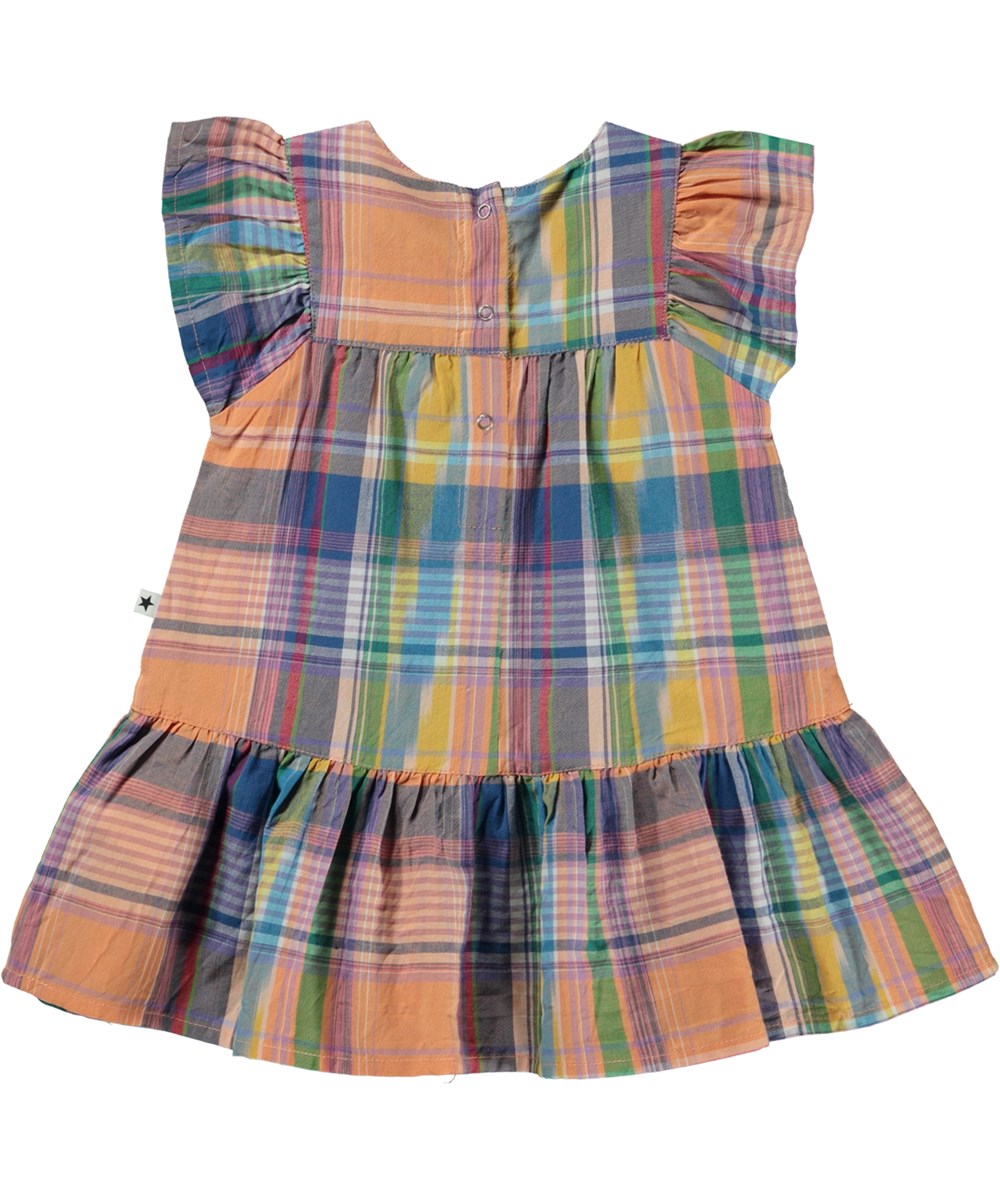 Carolle - Multi Ikat - Multi-coloured Madras plaid baby dress