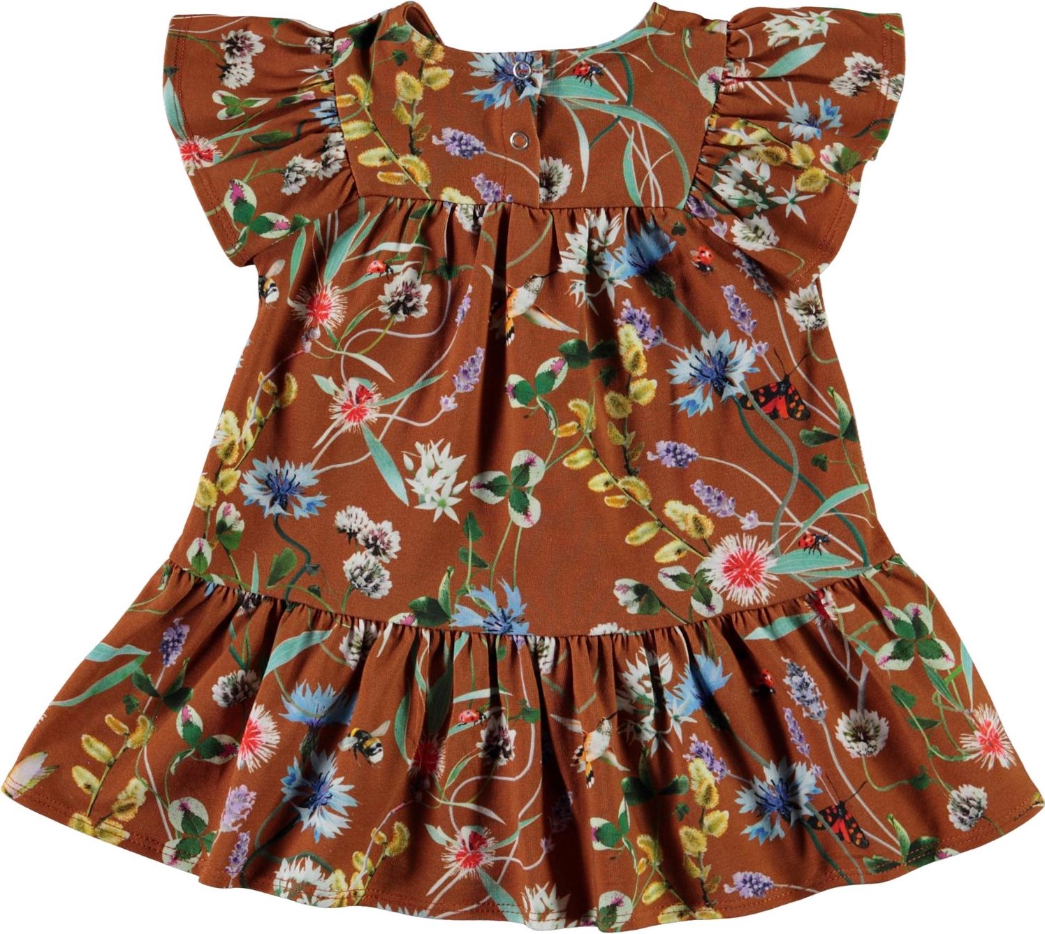 Carolle Wildflowers Brown organic baby dress with flowers Molo