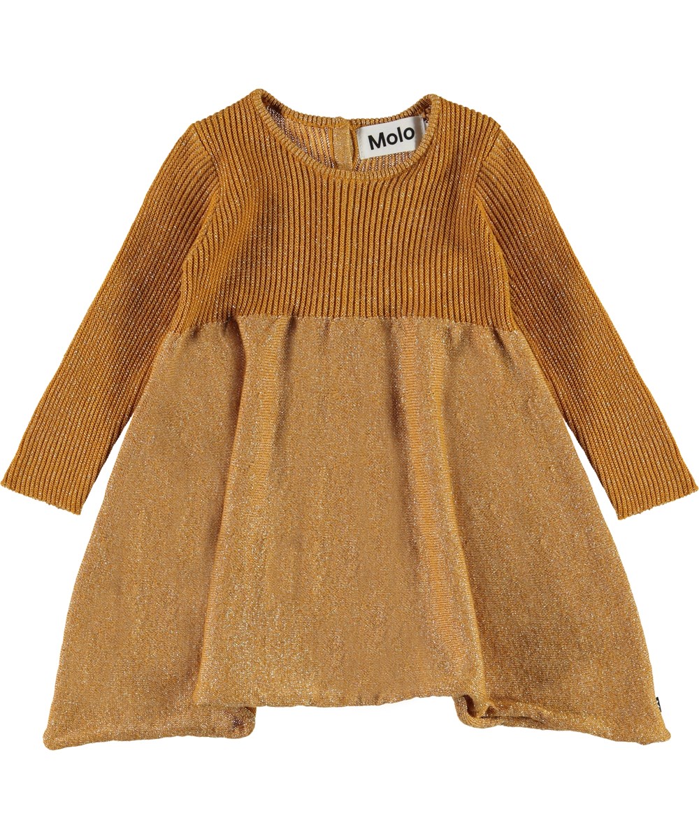Cass - Autumn Leaf - Golden knit baby dress