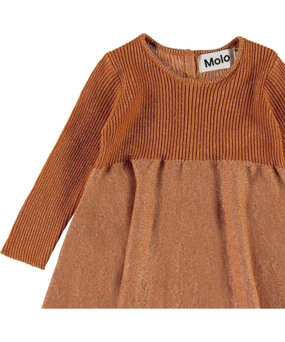 Cass - Deer - Golden bronze coloured baby knit dress