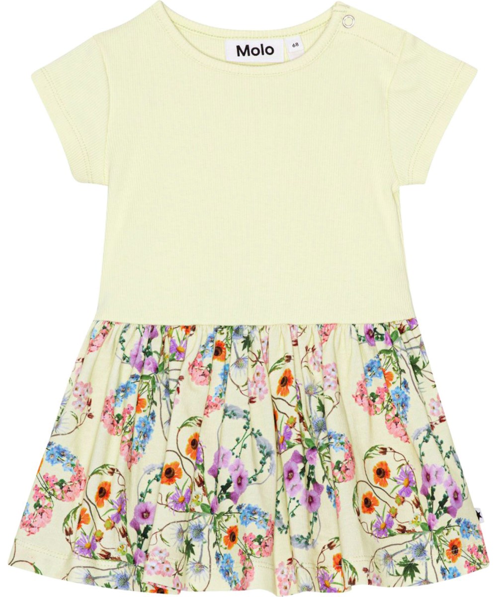 Catja - Flower Love - Yellow, organic baby dress with floral print