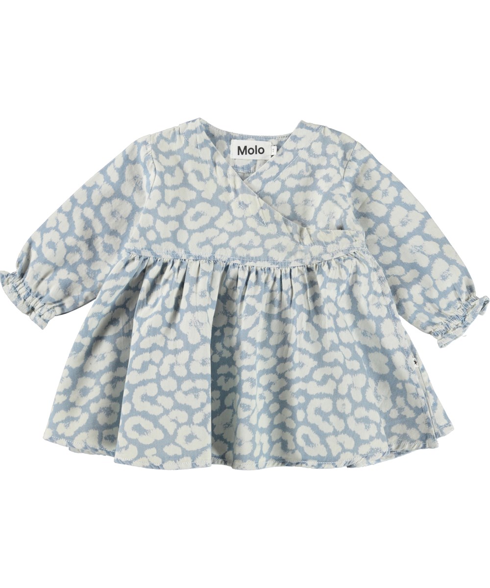 Caysa - Bleached Jaguar - Baby dress in blue leopard print