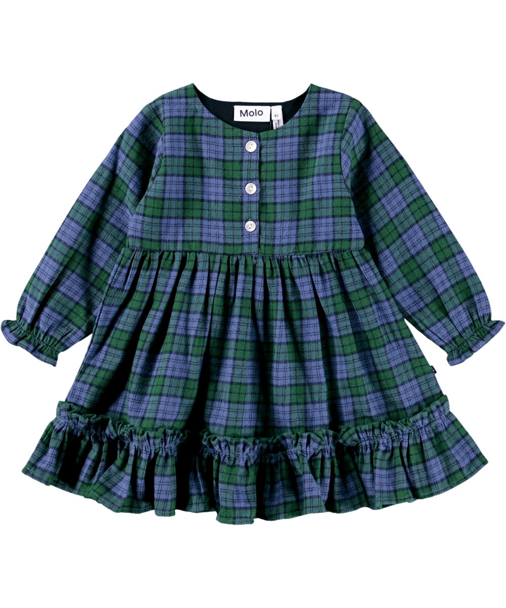 Cele - Blue Pine Check - Checked dress for the little ones made of organic cotton.