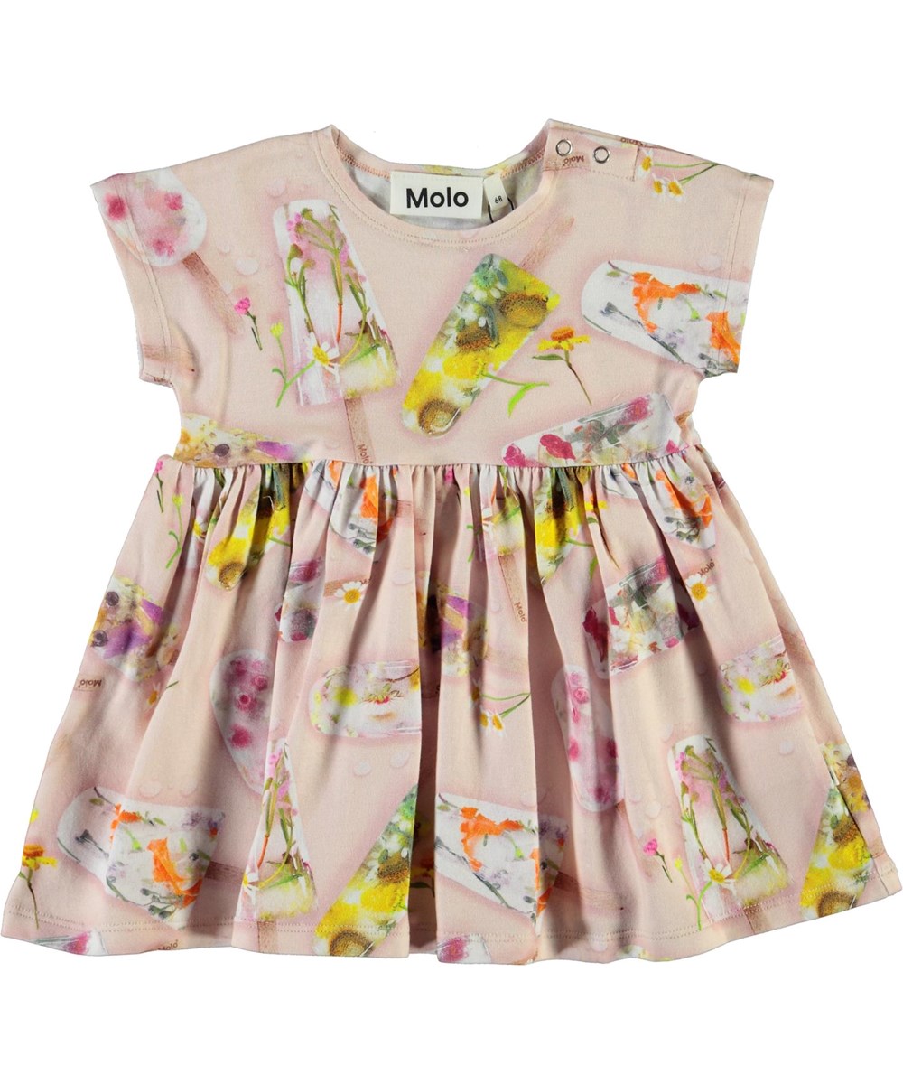 Channi - Ice Lollies - Pink organic baby dress with ice cream 