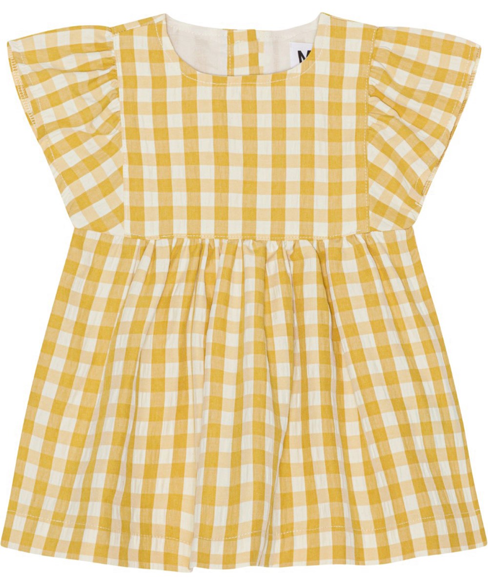 Chantal - Honey Check - Yellow and white check baby dress