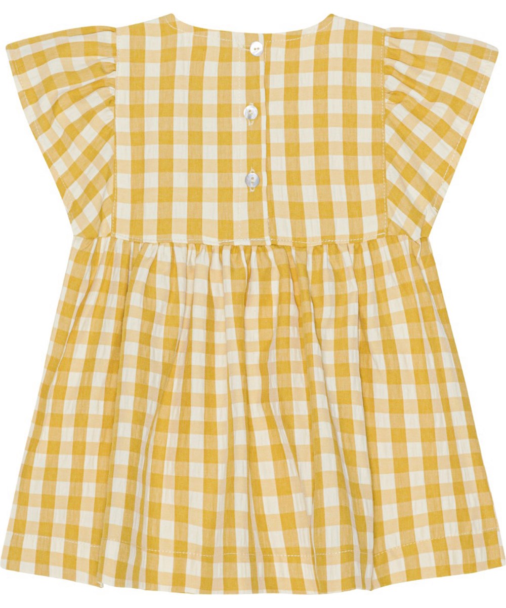 Chantal - Honey Check - Yellow and white check baby dress