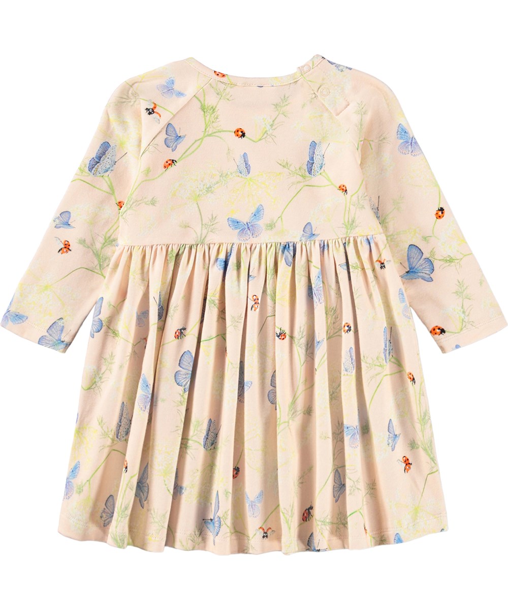 Charmaine - Butterflys Cloud - Pink, long-sleeved dress for the little ones with a butterfly print