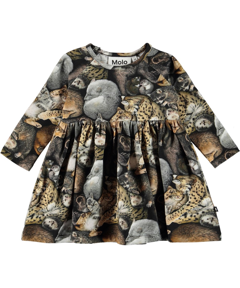 Charmaine - Hibernation - Organic baby dresss with sleeping animals 