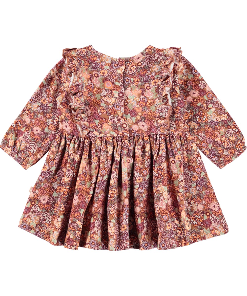 Chocho - Bloom - Red baby dress with floral print and ruffles  