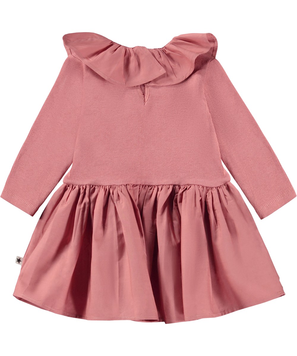 Crystala - Forest Rose - Pink organic baby dress with collar