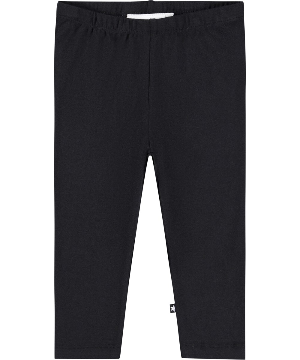 Nette solid - Black - Black organic baby leggings 