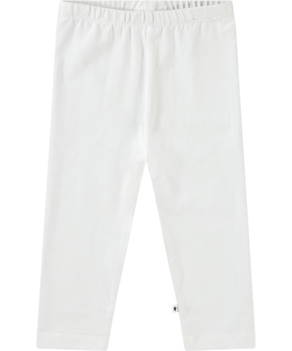 Nette Solid - Crisp White - White baby leggings in organic cotton.