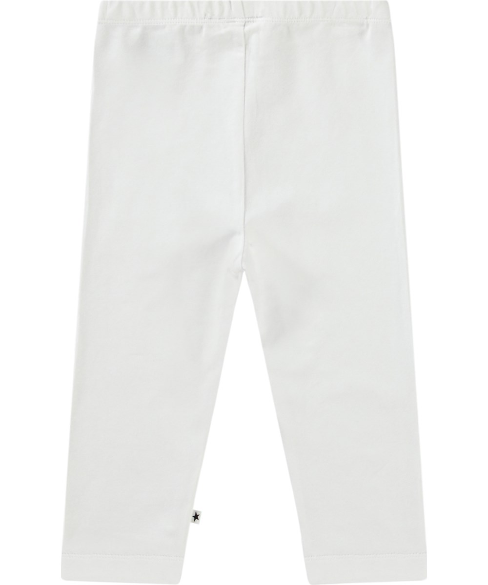 Nette Solid - Crisp White - White baby leggings in organic cotton.