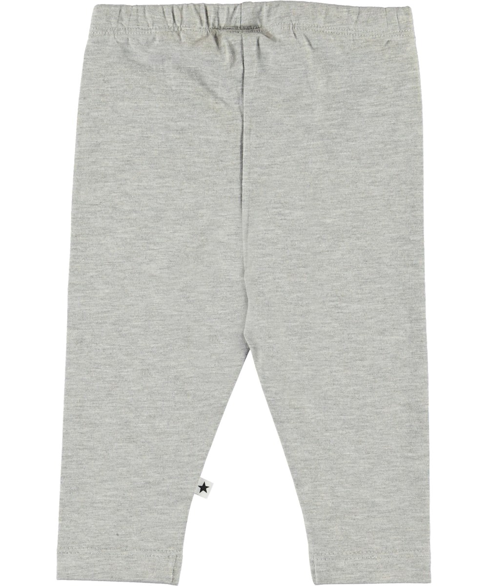 Nette Solid - Light Grey Melange - Organic light grey baby leggings