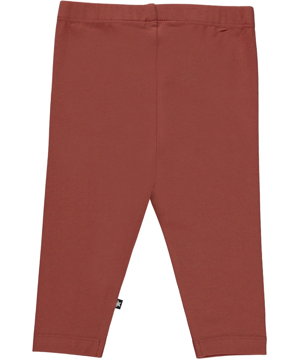 Nette solid - Terracotta - Red/brown organic baby leggings